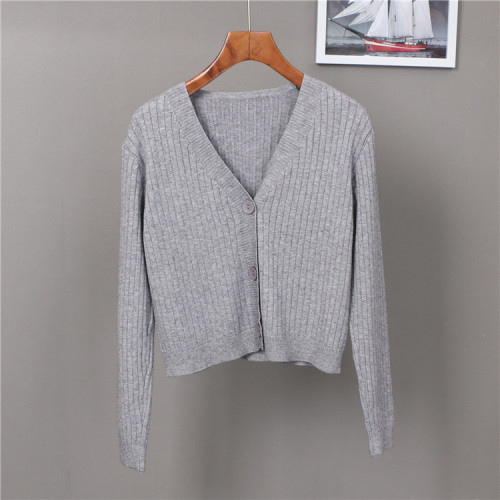 Spring and summer new Korean version simple and versatile sweater with short long sleeve small coat knitted cardigan female fashion