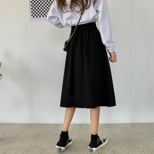 Real Price ~Autumn 2019 New Japanese Retro Black High-waisted Pleated Half-length Skirt for Girls