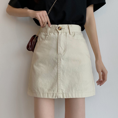 Real price spring and summer basic simple word skirt with denim skirt