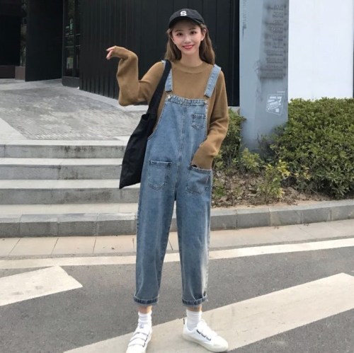 Net Red Jeans Belt Trousers Female Korean Version Loose 2019 New Spring Slim Sen Female Department Small Students