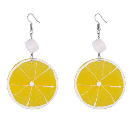 Korean Creative Women's Individual Fruit Earrings Long Orange Lemon Ins Wind Long Earrings
