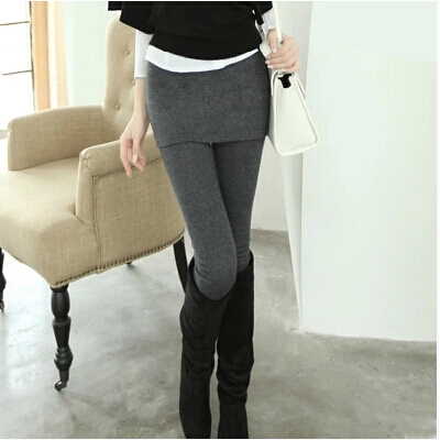 Plushing and Thickening Fake Two Bottom Pants Skirts Women Wear Outer Slim Bottom Belt Skirt Clothes