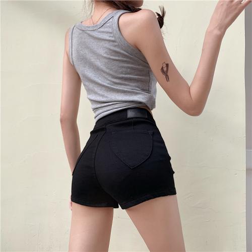 Real price! Love pocket chic thin sexy all-around tight denim shorts hip hot pants