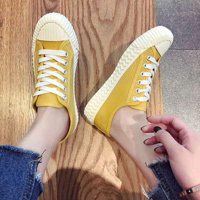 Biscuit shoes, canvas shoes, plain dormitory canvas shoes, Korean version of Baitao flat-soled white shoes, female summer breathable street photography