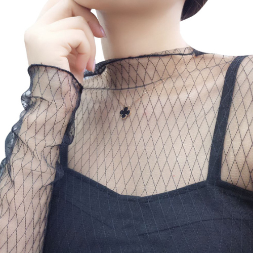 Screen Perspective Bottom Blouse Woman 2019 Spring New Type of Network Lace Sexy Mesh