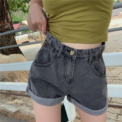 Actual photos of Hong Kong-style retro high-waist wide-legged pants, women's all-embroidered jeans, shorts and casual hot pants