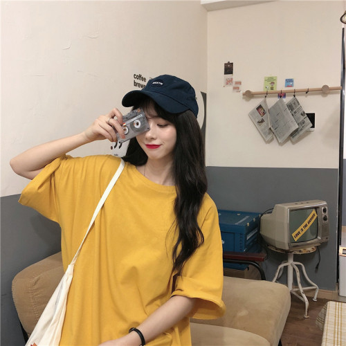 Small video of real shooting Korean version of girlfriends' dress, loose fit and medium long short sleeve shirt skirt women's top