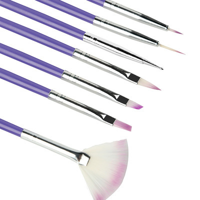 NAILWIND 7 Purple Pole Nail Pen Plastic Set Pen Nail Brush Painting Pen Drawing Pen Set