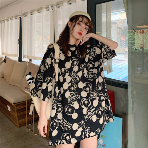 New style short sleeve loose shirt women's summer Korean version of the original long style leisure top student trend
