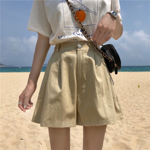Korean version of relaxed student's wide-legged pants with A-band and loose waist and leisure shorts at a real price