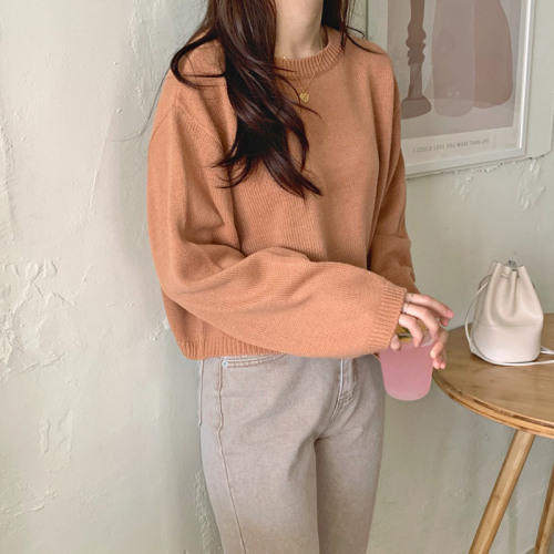 Korean Chic Autumn and Winter New Basic Short Sleeve Sweaters