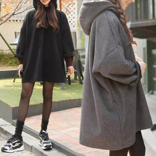 Korean version of BF for women's wear with caps and guards students in autumn and winter 2017 new fluffy medium and long loose jacket trend