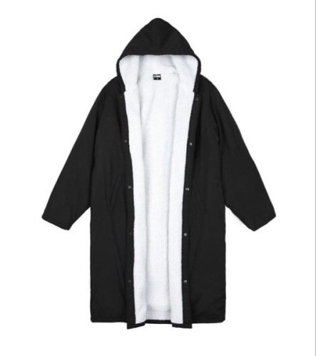 South Korean ins letter lining lamb velvet Liner Black Long jacket thickened Ulzzang Retro