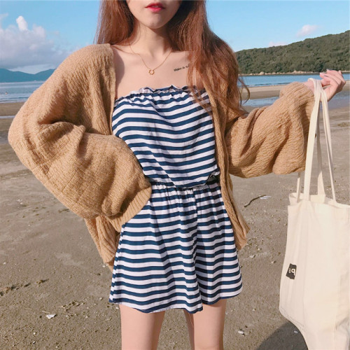 Thin loose and thin holiday sun proof clothes knitted cardigan for women's lazy summer shawl