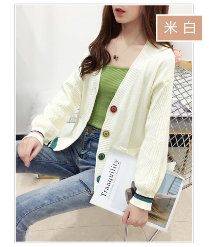 Women's Wear Autumn 2019 New Kind of Student Korean Pocket Sweater Coat Women's Loose V-collar Long Sleeve Knitted cardigan