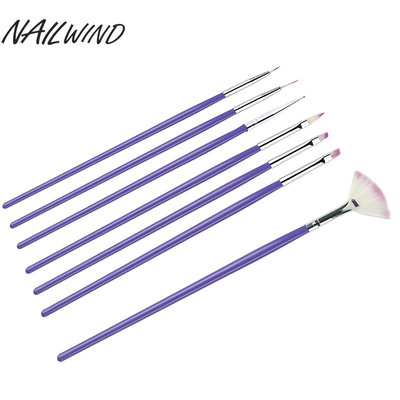 NAILWIND 7 Purple Pole Nail Pen Plastic Set Pen Nail Brush Painting Pen Drawing Pen Set