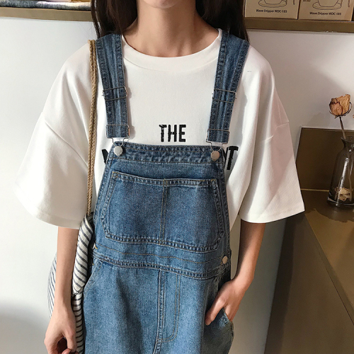 Real-time Spring Korean Edition Mao Edge Washed to Make Old Light-coloured Large Pocket Age-reducing Medium and Long Loose Jean Belt Skirt