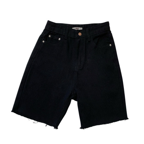 Actual Spring Simple Baitao Summer New Edge-Tearing Korean Jeans Trousers and Shorts