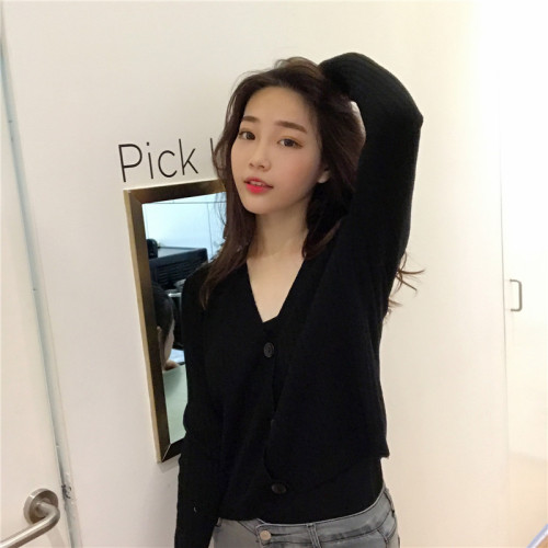Real-price Korean version of loose and lazy short sweater knitted cardigan jacket