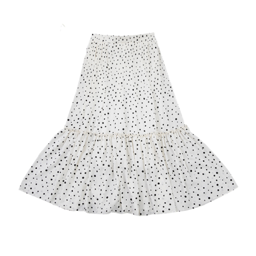 Spring's new slim big swing dotted skirt medium length Pleated Chiffon Long Skirt dot skirt summer