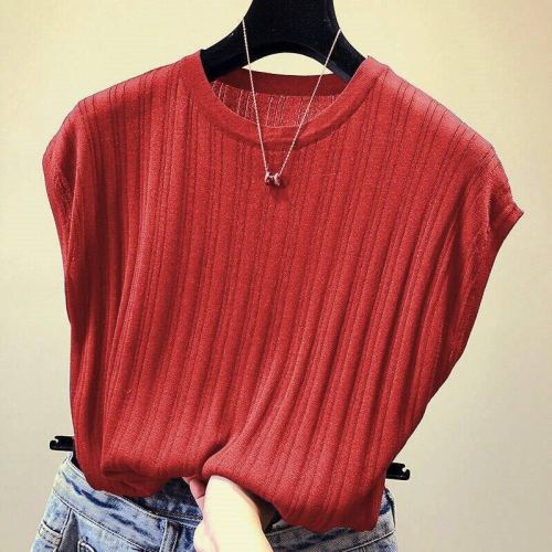Spring and Summer 2019 Loose and Slim Summer Pure Short Sleeve T-shirt Woman Size Knitted Top Bottom Blouse Woman