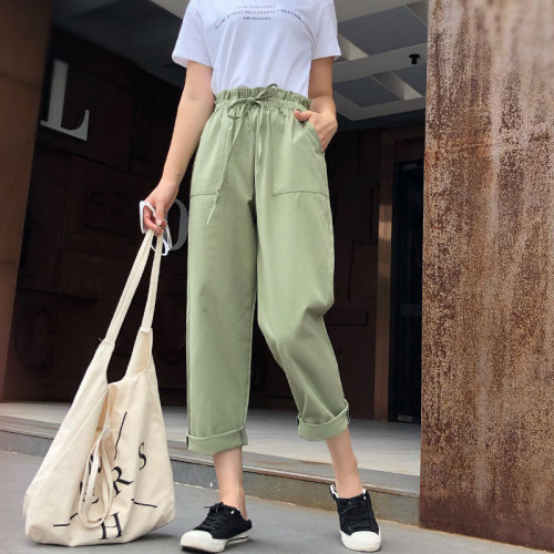 A large number of spot autumn and winter cotton casual Hallen trousers, women's nine-cent thin tight waist trousers
