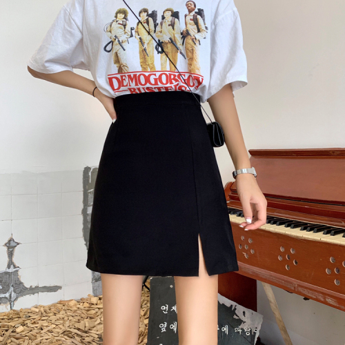 Real Price ~Korean Version Loose, High waist, Half-length Skirt with Crosscut A-shaped Skirt Student Short Skirt and Slim Button Skirt