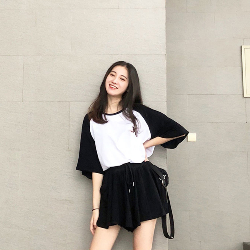 Fashion suit women's summer new Korean version top irregular High Waist Wide Leg Pants skirt pants gram