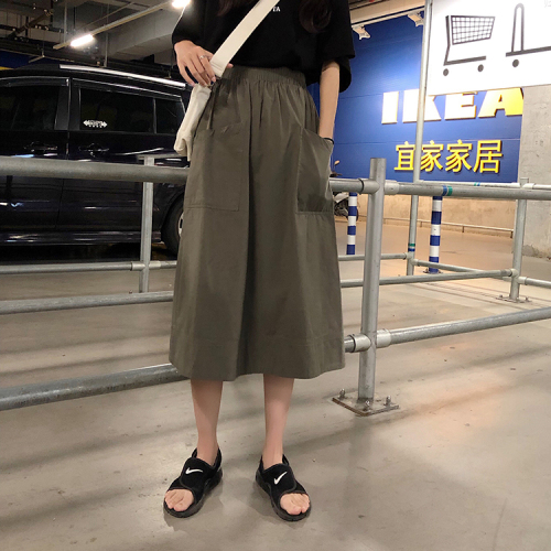 Real Price College Costume Medium-length Skirt with Loose Waist Half-length Skirt