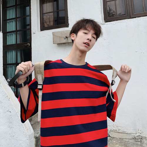Spring and Summer 2019 Harbour Wind Stripe Five-Sleeve T-shirt (no less than 48) Pink