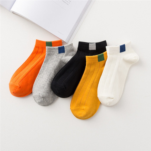 Korean version of personality ladies with striped boat socks shallow mouth low-help summer style college sports women socks