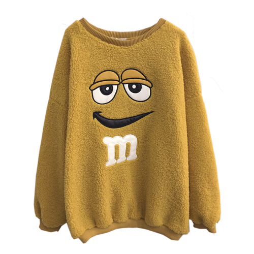 Official picture cartoon Plush sweater new female winter Korean version loose student thickened warm sweater
