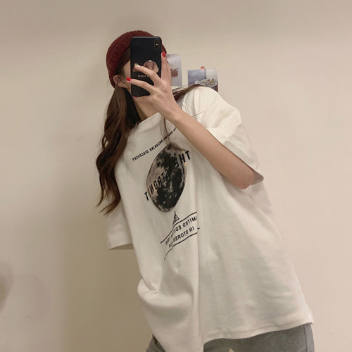 Super fire short sleeve T-shirt women's loose Korean version net Hongyuan sleepy and lazy