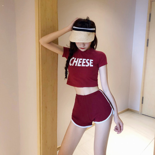 Real photo real price running shorts women wear fashionable leisure students summer wide leg pants