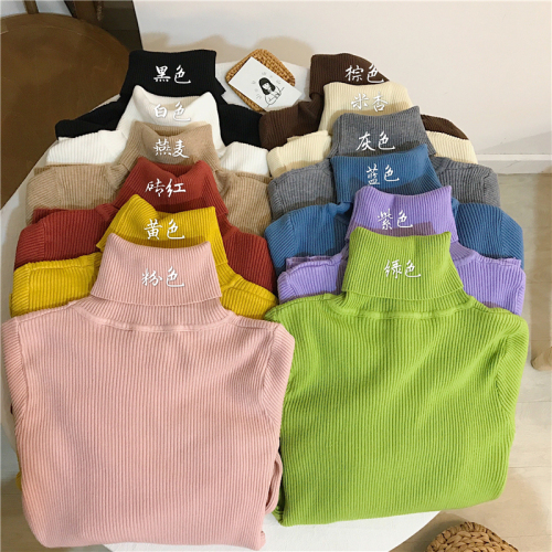 Real shot special price control autumn and winter solid color foundation and all kinds of high neck thickened long sleeve classic knitting bottoming shirt
