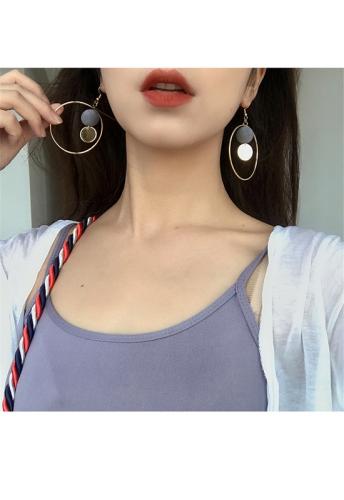 Ins Hong Kong style big circle geometric Earrings female metal Circle Earrings Korean style hair ball earrings