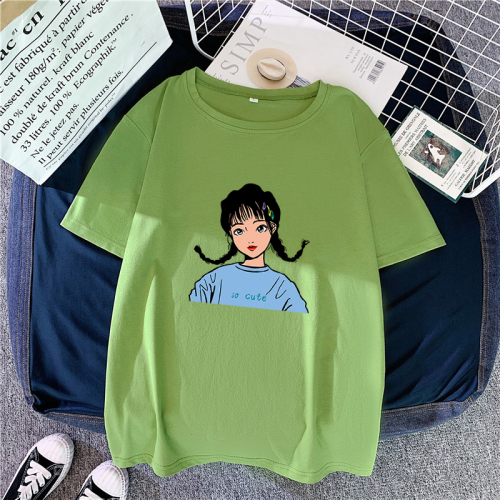 Real photo Korean Summer Short Sleeve T-Shirt round neck Pullover student top simple loose LARGE T-SHIRT