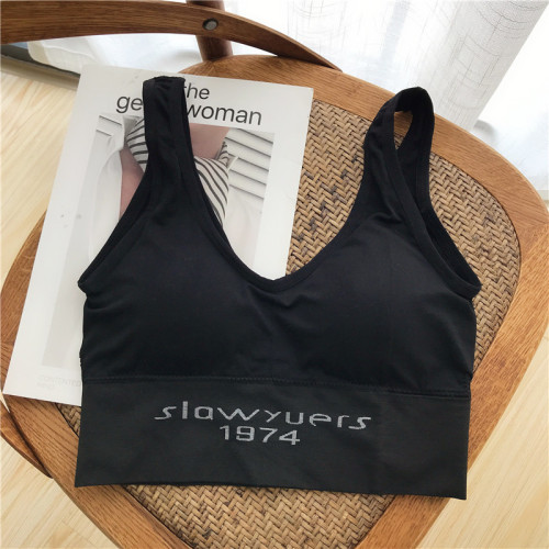 New style net red contrast bottoming sports suspender tank top with back wrapped chest sexy underwear with cushion letter