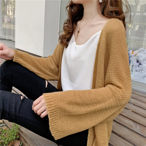 Real photo soft top women's summer lazy wind knitted cardigan thin clothing women's air conditioning sun proof shirt loose
