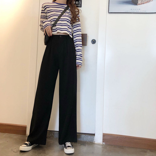 Real-price new Korean version of chic high-waist straight trousers, wide-legged trousers and slacks