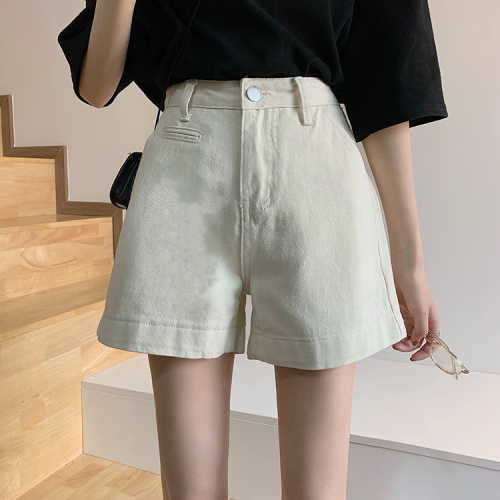 Solid color baggy denim shorts