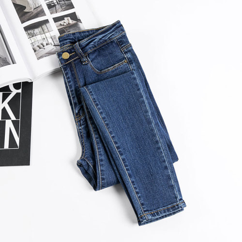 Korean version of students'high-waist jeans pants with large elastic tightness and thin pencil pants