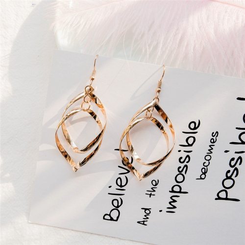 Women's fashion personality double helical Earrings Japanese and Korean temperament simple ins style with the same style of Hong Kong style
