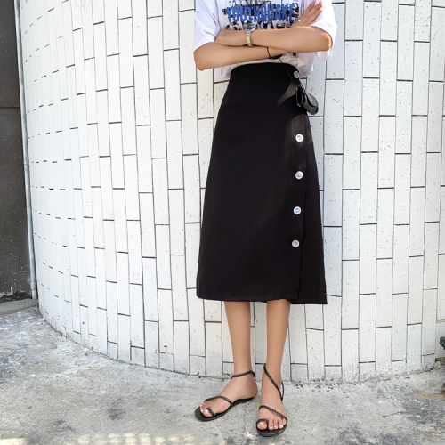 Real Price ~~ins Overheated Hong Kong A Character Open French Retro Half-length Skirt Student Style