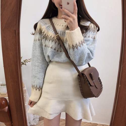 Quality Inspection of Korean Chic Autumn and Winter New Type Retro Baitao Thickened Warm Coloured Long Sleeve Sweater