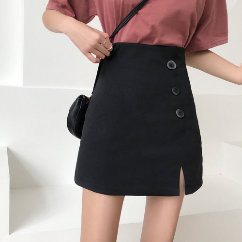 Controlled Price 31 Real Shot ~New Korean A-shaped Skirt Half-length Skirt Student Chic Black Slim High-waist Short Skirt