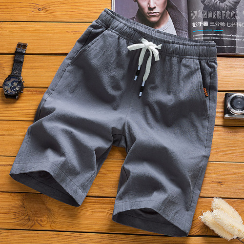 Cotton, linen, crisp men's cotton casual pants, Hong Kong jeans, 5-minute pants, flax pants, shorts and sports pants