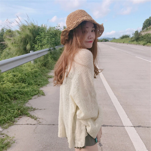 Thin loose and thin holiday sun proof clothes knitted cardigan for women's lazy summer shawl