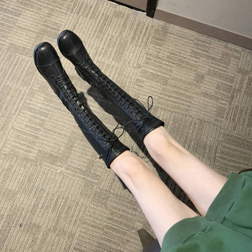 Yang Mi's same long boots women's autumn and winter 2020 Martin boots women's British style lace up handsome Knight's boots high boots