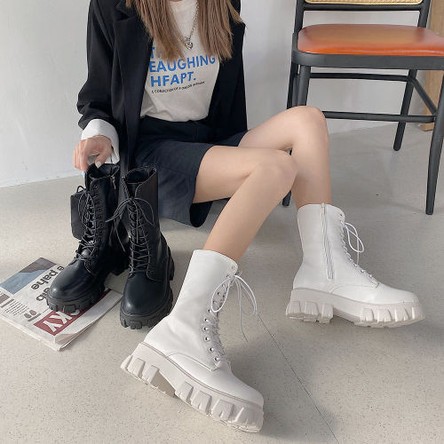 White Martin boots women's summer thin fashion cool thick soled locomotive boots net red thin boots British wind tube boots